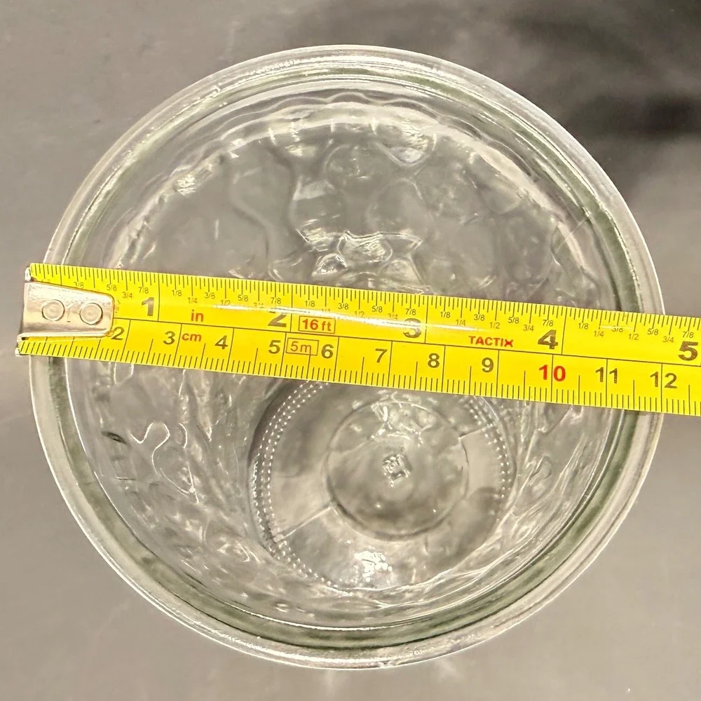 Clear Textured Crinkle Glass Vase Cinched Waist 9.5 Inch Floral Centerpiece